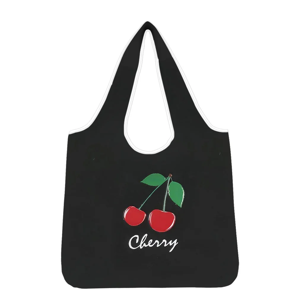 

Hycool Tote Bags Cartoon Cherry Printing Tote Shopping Bags Coin Pocket Reusable Shopping Bag Gift Luxury Designer Handbag