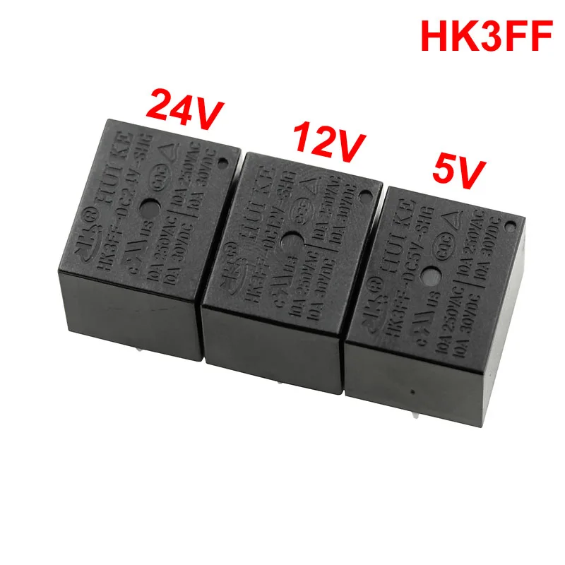 10Pcs/Lot HK3FF-DC5V-SHG HK3FF-DC12V-SHG HK3FF-DC24V-SHG Volt Power Relay DC 5V 12V 24V 10A 5 Pins 5-Pin DIP5 HK3FF *FD881-883