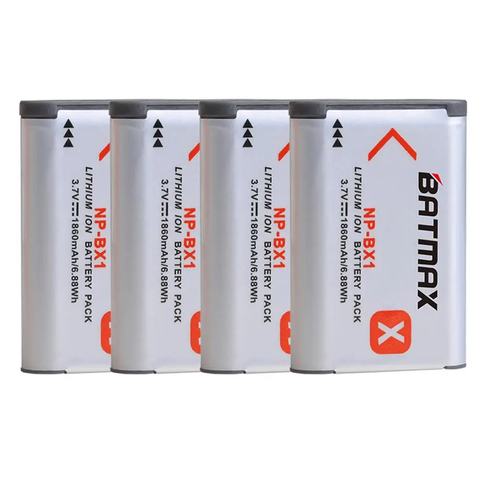 4X 1860mAh NP-BX1 NP BX1 Battery + LCD Dual USB Charger for Sony DSC RX1 RX100 M3 M2 RX1R WX300 HX300 HX50 HX60 GWP88 WX350