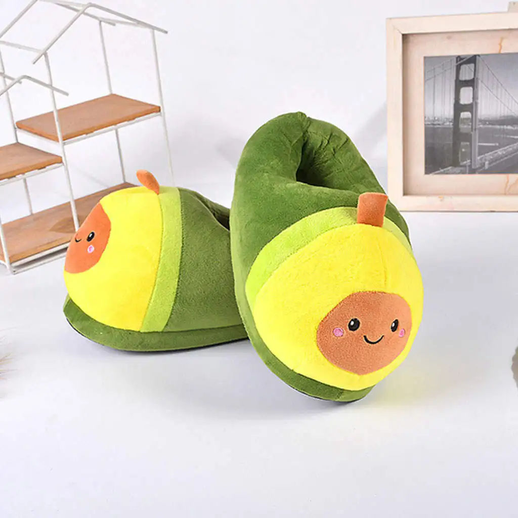 Novelty Womens Warm Slippers Avocado Shape Household Lady Cozy Shoes