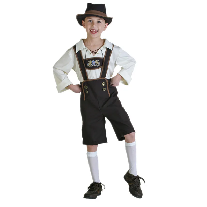 Children Oktoberfest Costume Lederhosen Bavarian Octoberfest Beer Festival Cosplay Costumes Halloween for Kids Boys Beer Costume