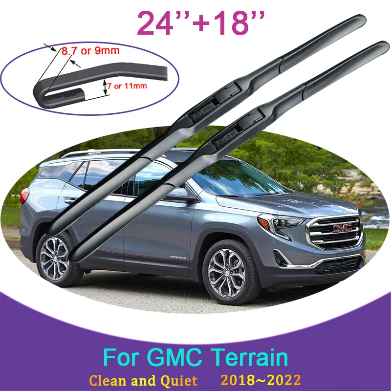 for GMC Terrain 2018 2019 2020 2021 2022 Frameless Durable Rubber Wiper Snow Scraping Front Windshield Brushes Car Accessories