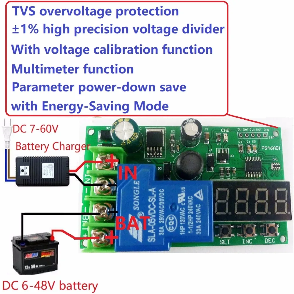 0-30A 7.4V 12V 14.8V 24V 48V Lead-acid Ni-Cd  Ni-MH Li-ION Li-PO Lithium battery Charging  Protection Board Module