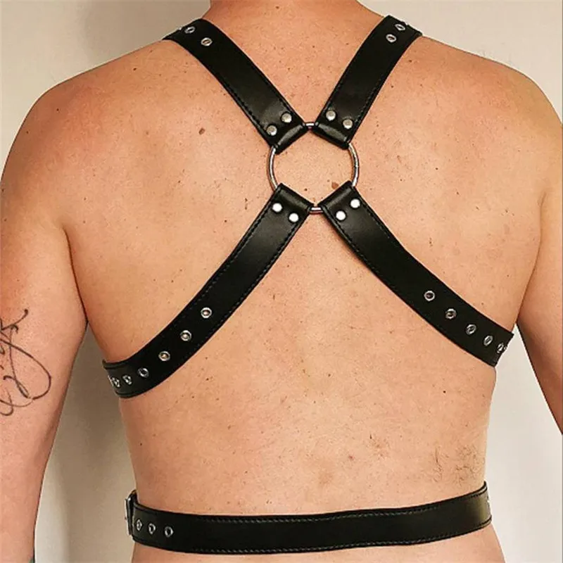 Leather Full Body Harness Men BDSM Gay Bondage Clothing Chest Harness Belt with Cock Ring Male Sissy Lingerie for Fetish Men Gay