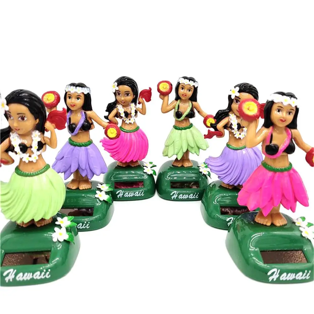 Solar Dancing Hawaii Girl Hulas Shaking Head Toy Solar Powered Auto Interior Decompression Dashboard Ornament Car Accessories