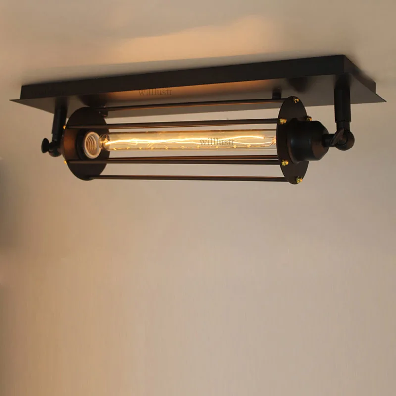 Industrial Punk Metal Retro Iron Ceiling Lamp Hotel Restaurant Store Office Barn Cafe Bar Attic Single Four Head Loft Lighting
