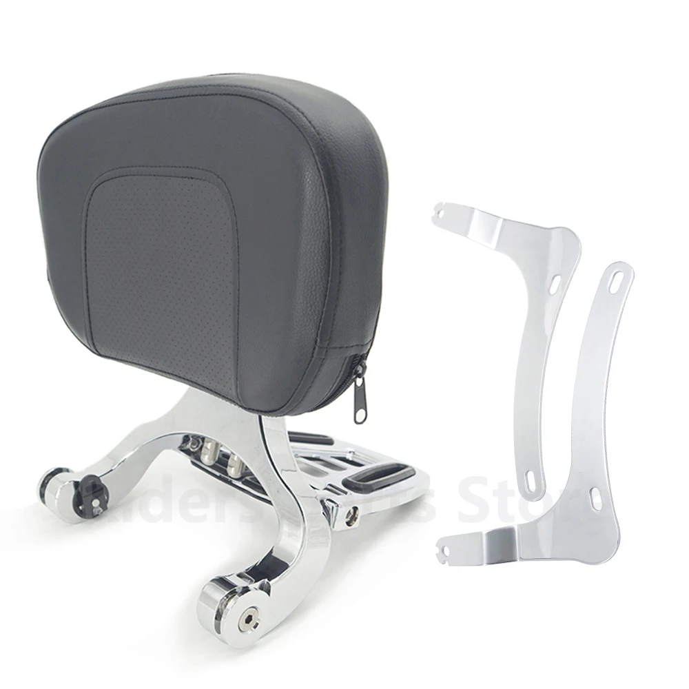 Multi-Purpose Driver Passenger Backrest Black Chrome For Kawasaki Vulcan 900 Classic