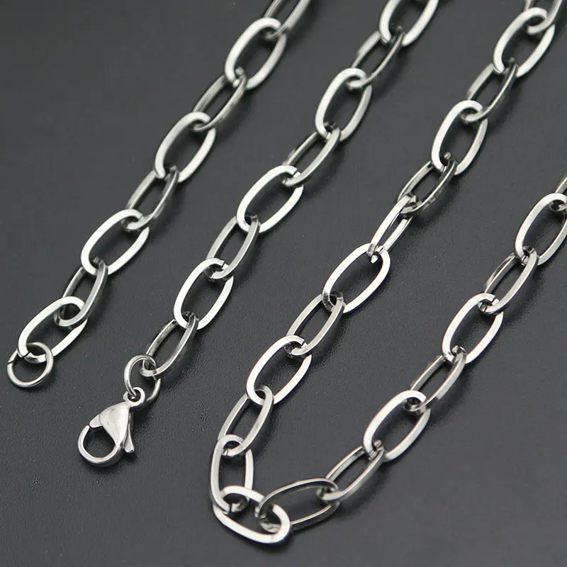 New Items 5mm Big O chain Stainless Steel Necklace Fashion Silver Square Chain For women men locket pendant