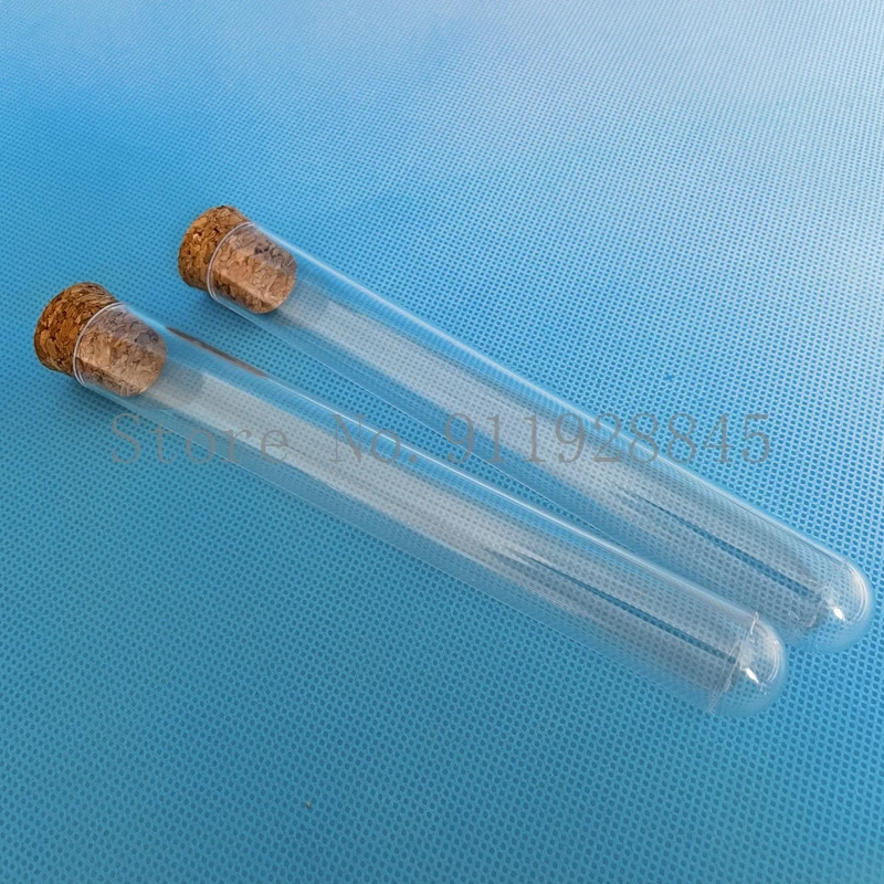 Imagem -02 - Tubo Plástico Transparente do Teste de 50 Peças 20x150 mm com Rolha da Cortiça U-forma Inferior Casamento Favorece o Frasco da Especiaria com Escala