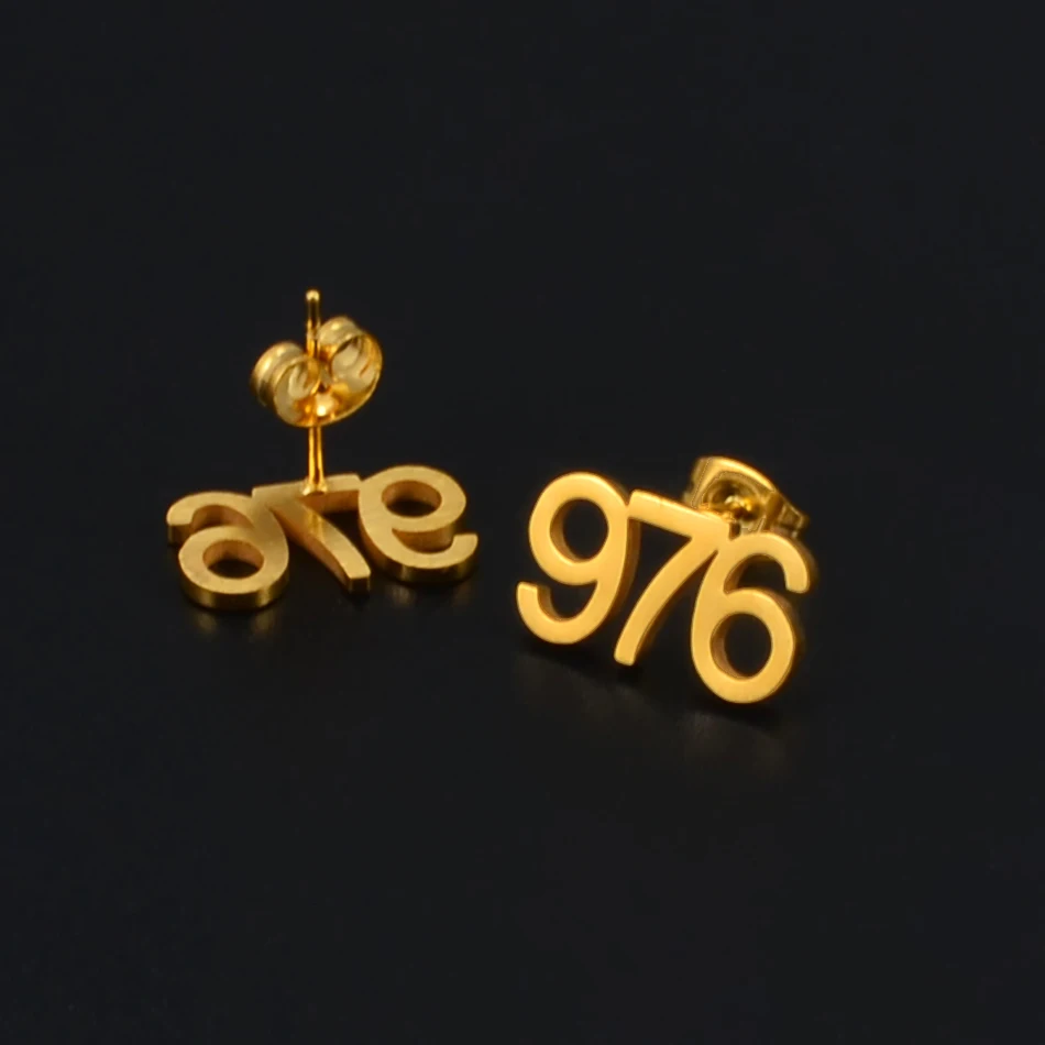 Anniyo (1.5cm wide and small size) France Mayotte Mamoudzou 976 Number Stud Earrings Jewelry @214821