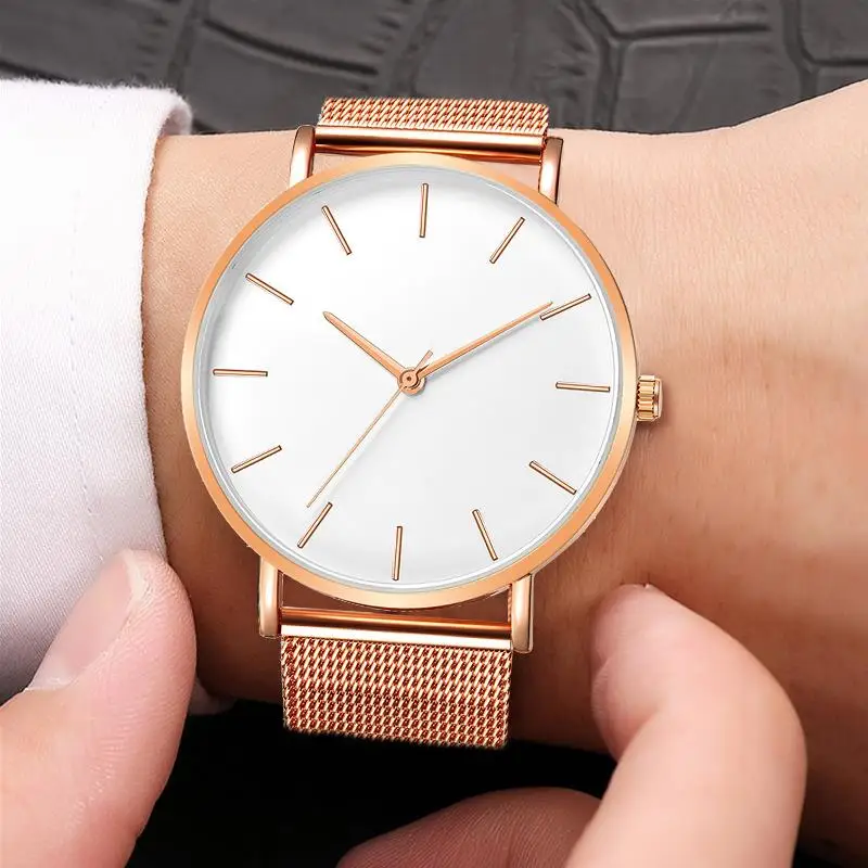 Nice Montre Femme Modern Women Watch Vogue Black Quartz Wristwatch Women Mesh Band Simple Watches Luxury Ladies Ladie Watch