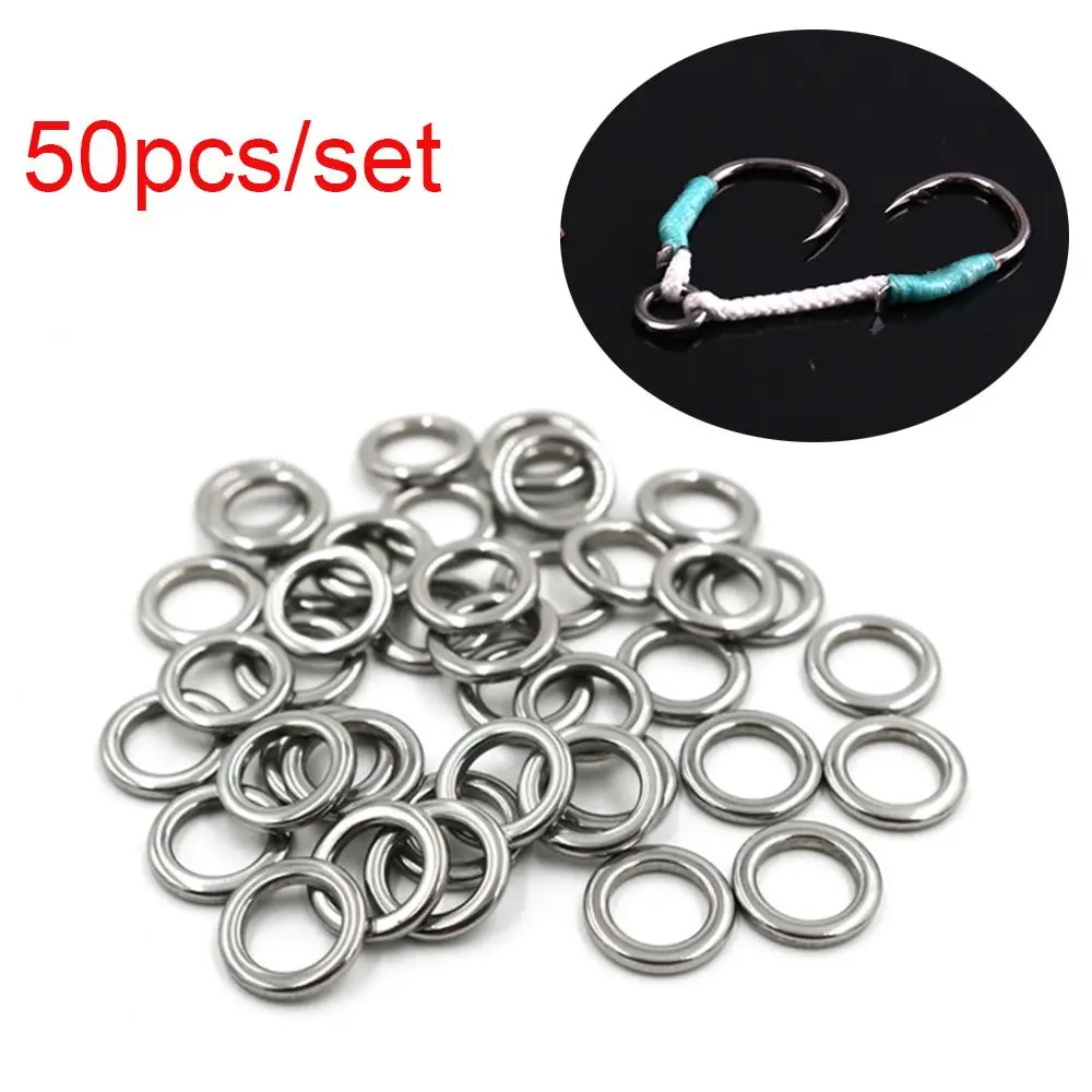 

50Pcs Hot Solid Line Tackle Fish Connector Fishing Split Rings Stainless Steel Swivel Snap