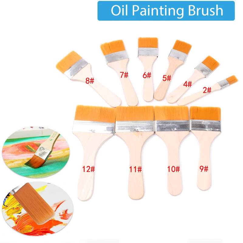 High Quality Nylon Paint Brush Different Size For Acrylic Oil Drawing Watercolor Wooden Painting Brush Tools Art Supplies