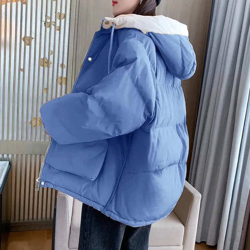 

2021New Winter Parkas Women Jacket Hooded Short Coat Cotton-Padded Jackets Thick Warm Parka Casual Bread Service Student Outwear