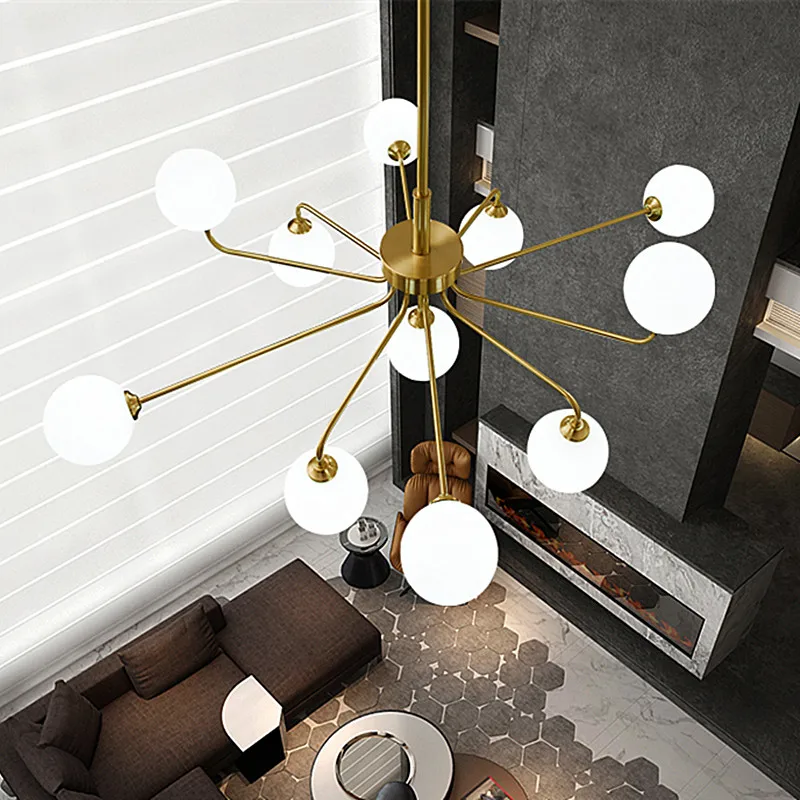 

Postmodern luxury art deco chandelier for Dining Room Kitchen glass ball molecular lamp farmhouse gold chandelier lighting