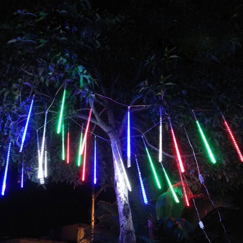 Honeyfly 8 tubos chuva de meteoros ao ar livre luzes led corda 30/50cm à prova dwaterproof água para a árvore festa de casamento natal decoração