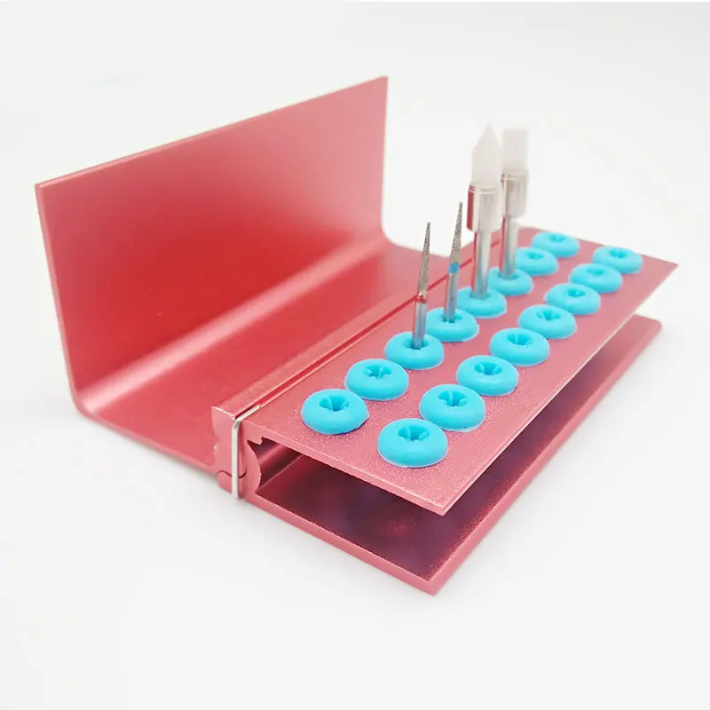 16holes Dental Box Sterilization Silicone Cover Autoclavable Disinfection Dental Bur Holder Block for High/low Speed Dental Burs