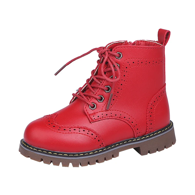 Bottes d'hiver en cuir pour enfants, chaussures de rinçage pour enfants, bateau chaud pour garçons et filles, chaussures de rencontre pour enfants, mode solide