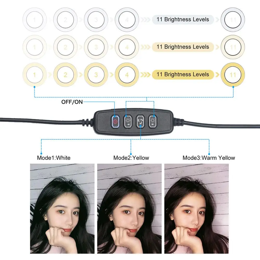 10 "Vòng LED Ánh Sáng Chụp Ảnh Selfie Ring Chiếu Sáng Có Chân Đế Cho Điện Thoại Thông Minh Youtube Trang Điểm Video Phòng Thu Chân Máy Nhẫn Ánh Sáng