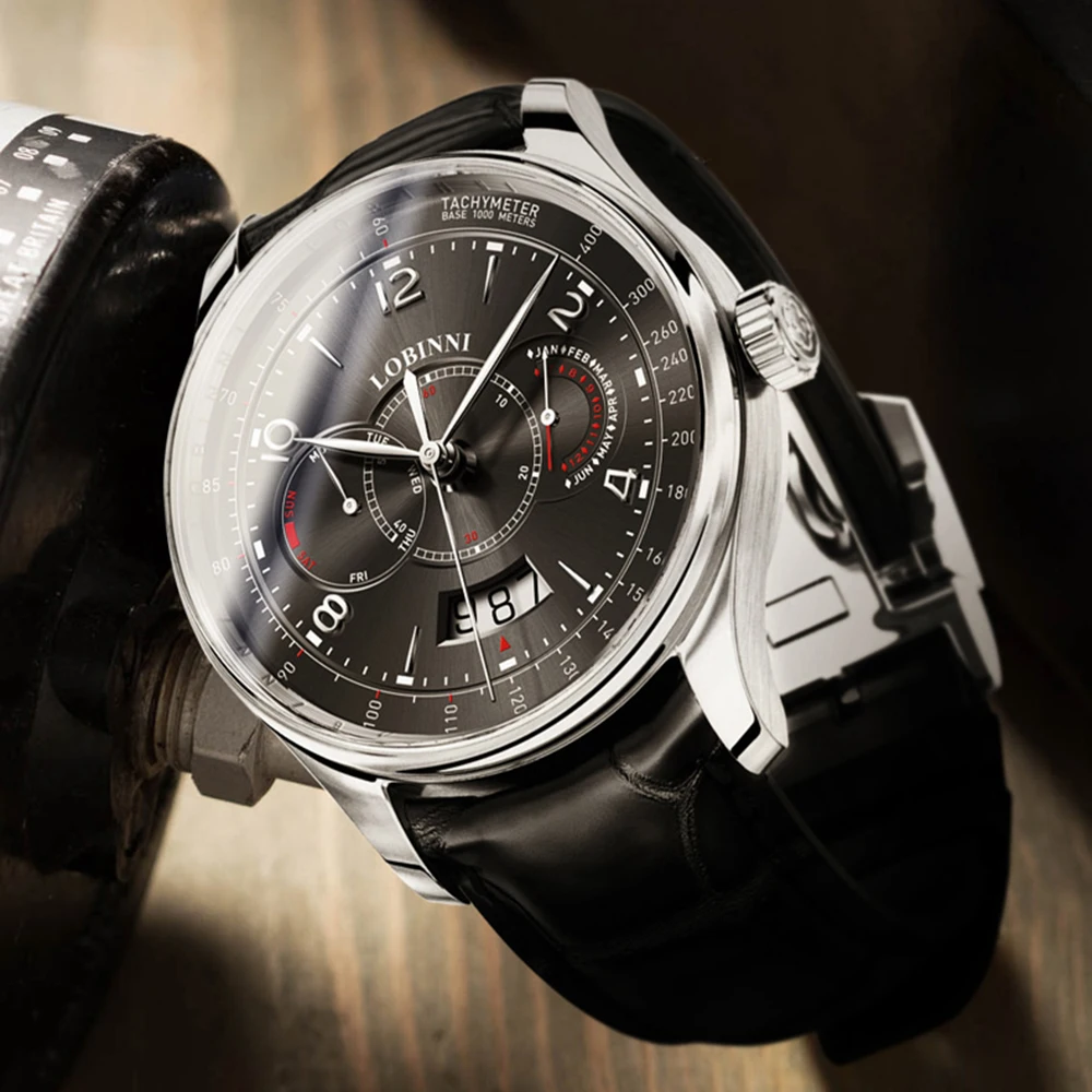 luxury brand mens automatic watches,men wrist watch LOBINNI Switzerland man mechanical wristwatch waterproof clock reloj hombre