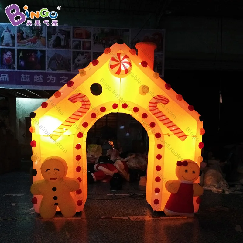 Customizable Size inflatable christmas candy arch for decoration / Christmas archway with LED lighting balloons toys