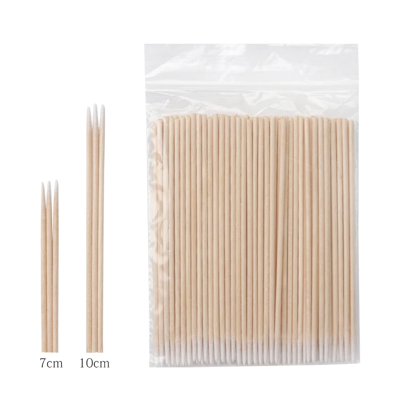 Cotonete de Algodão Ultra-Pequeno Descartável, Sem Lint, Micro Escovas, Madeira Cotton Buds, Cílios Extensão Cola Removendo Ferramentas