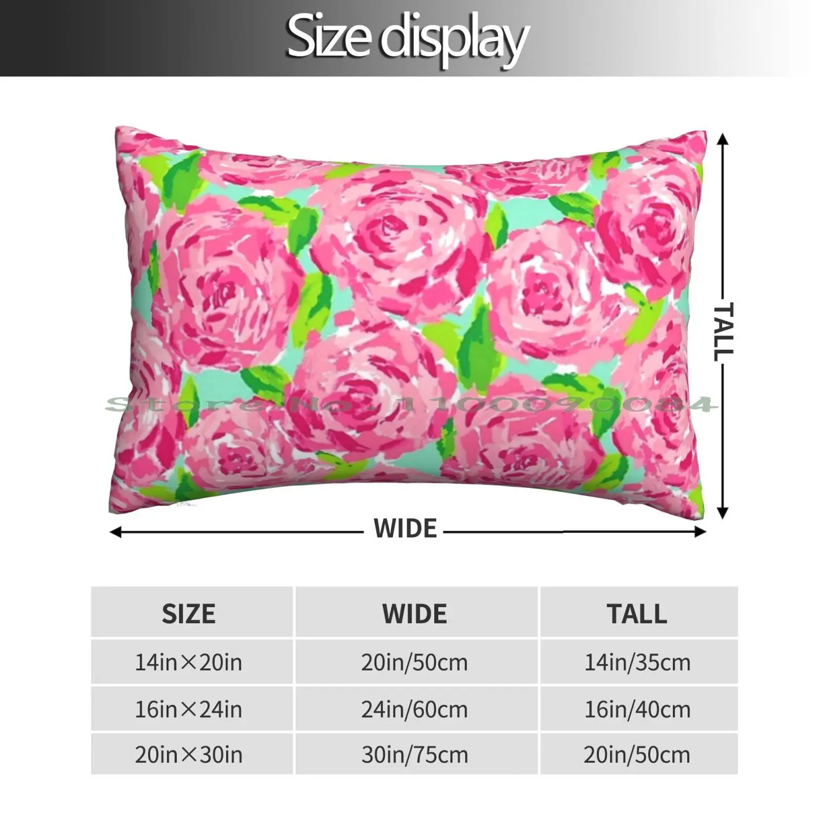 Pink Lilli Roses Pillow Case 20x30 50*75 Sofa Bedroom Designer Designer Designer Vintage Xmas Hallowen Fashion Fashion Home