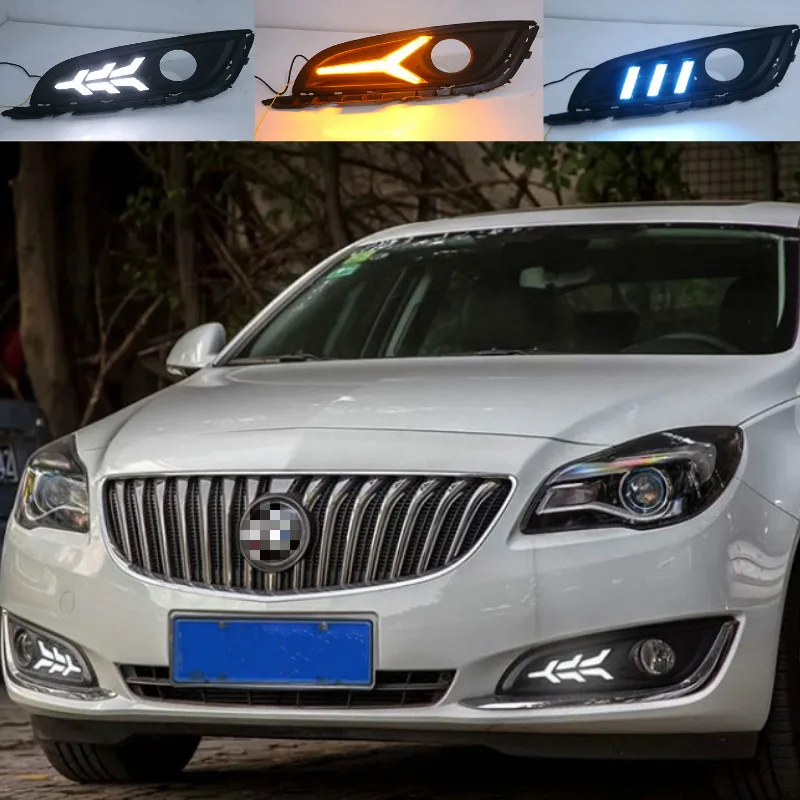 2PCS For Buick Regal Opel Insignia 2014-2016 LED DRL Daytime Running Light Daylight With Turn Signal Lamp