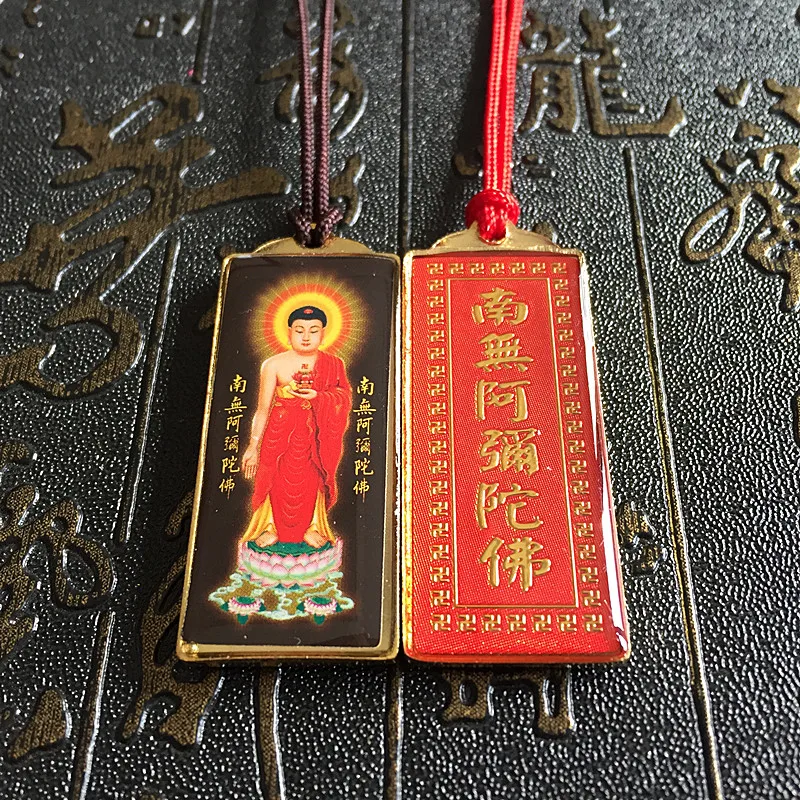 Amitabha Buddha statue, Six character name Buddhist metal pendant, Safety Amulet Pendant，opening the light/mascot