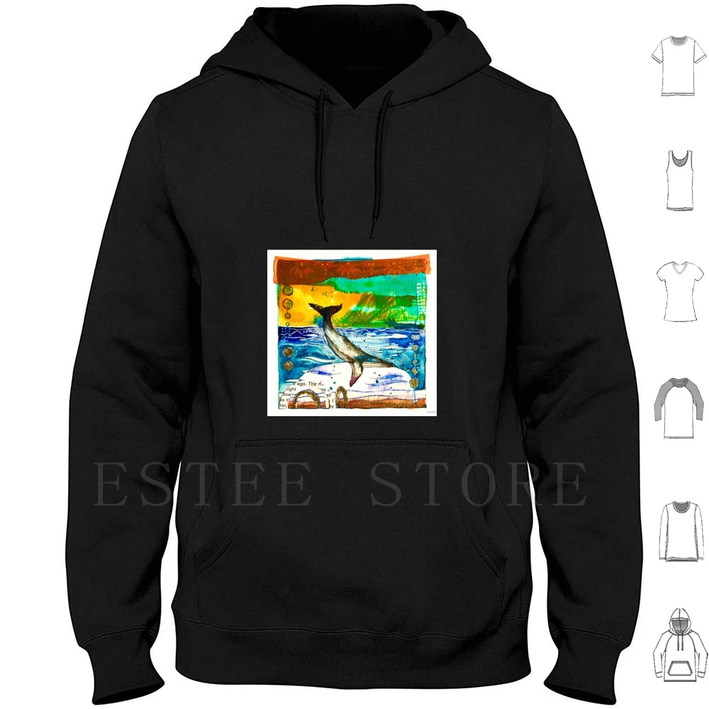 Whale! Hoodies Long Sleeve Scottish Artist Whale Ocean Life Save Our Seas Humpback Threatened Species