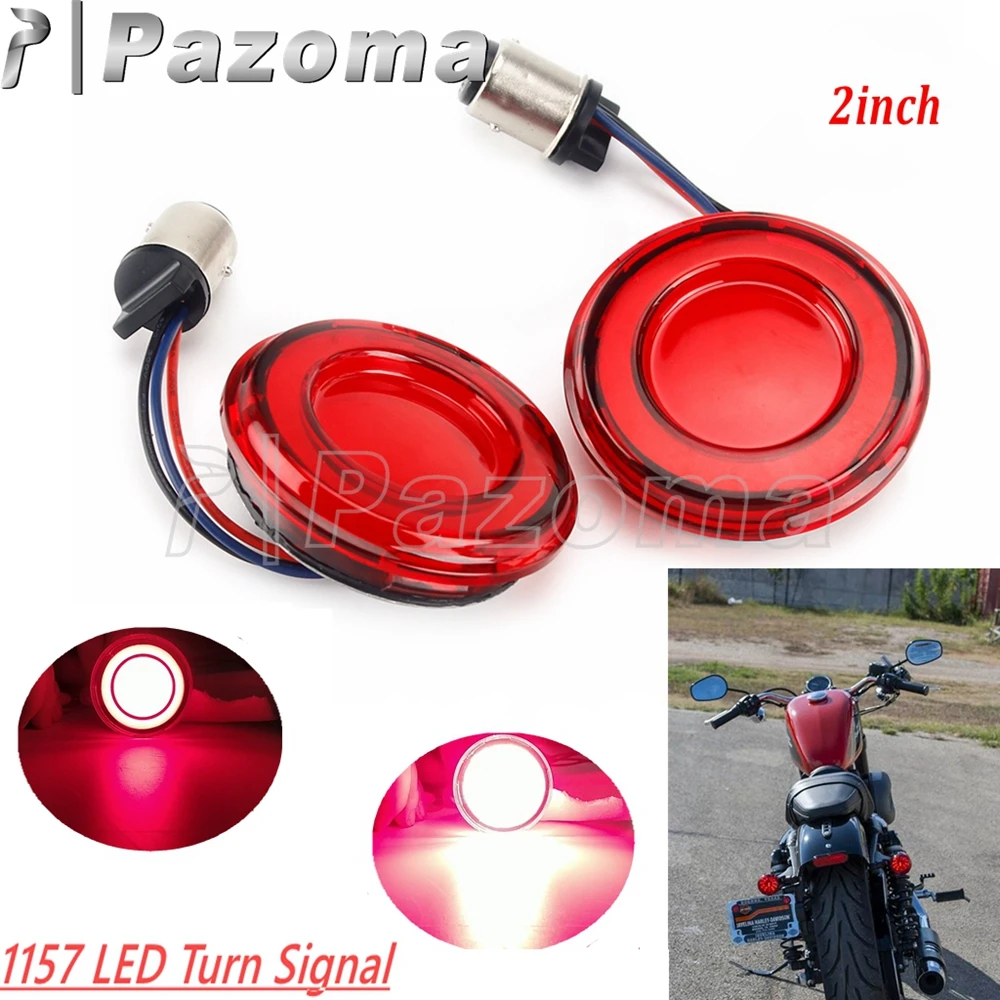 Moto 2inch Bullet Inserts LED 1157 Turn Signal Indicator Lights For Harley Dyna Softail Sportster Touring Road King Street Glide