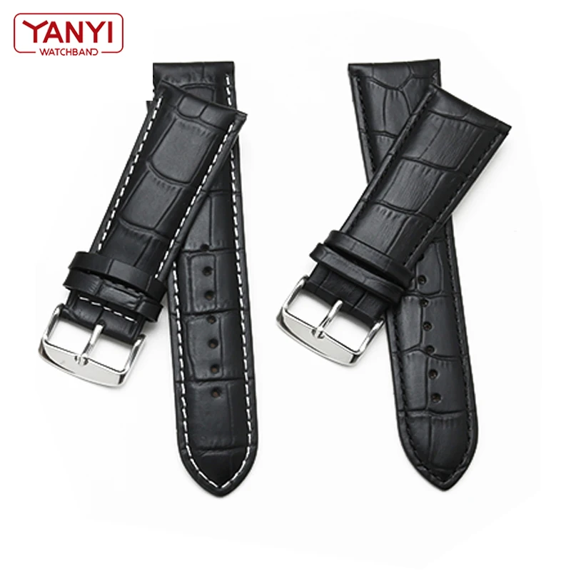 Genuine Leather Watch Strap 22mm 23 24 26mm 28mm watchband pin Clasp mens leather bracelet general watch band alligator grain