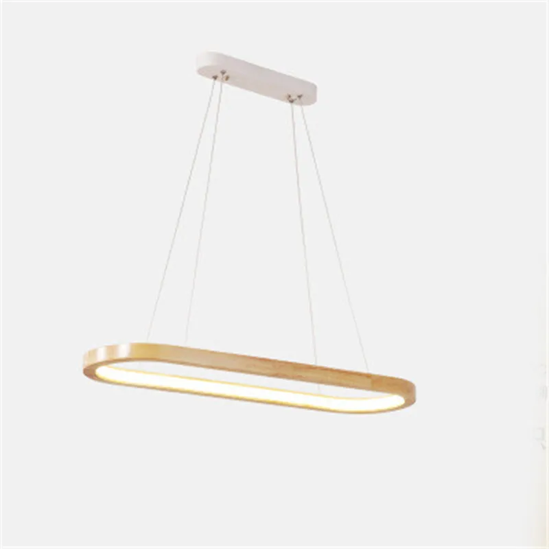 Imagem -03 - Luminária Pendente de Madeira Estilo Nórdico Luminária de Suspensão Pendente com Anel Oval em Led Design Criativo Simples para Apartamento Sala de Estar Quarto