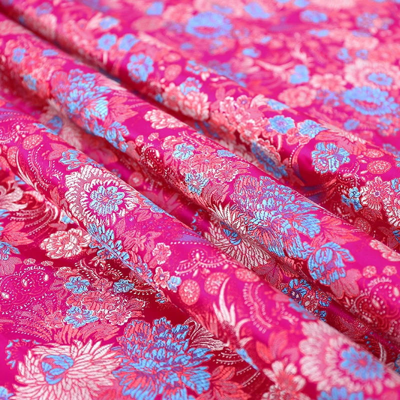 Flower fabric brocade satin fabric for Chinese cheongsam kimono and bag material for sewing clothing