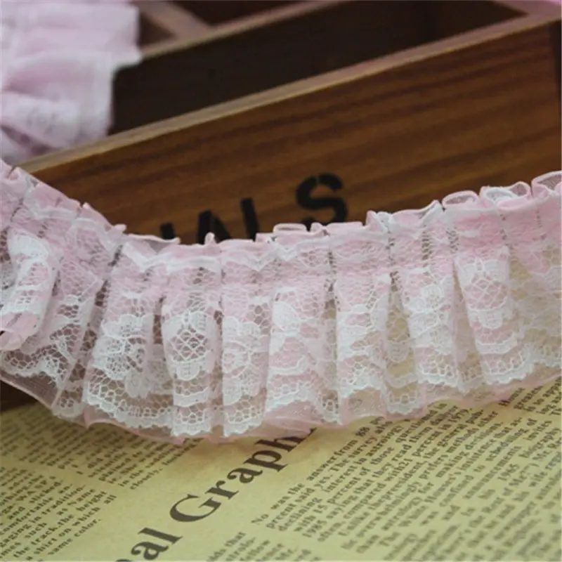 3YD 4cm Gauze Ribbon Cake Skirt Lace Confused Discount Doll Skirt Lotus Leaf Folds Clothing Accessories Lace