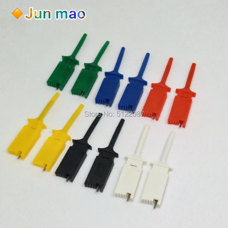 12PCS/Lot Needle Test Hook Mini Grabber Kits 6 Color SMD IC Test Hook Clip Jumper Probe Logic Analyzer Testing Accessories Clip