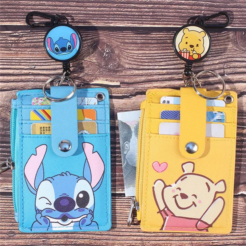 5style Stitch bear  Shield holder campus card meal card hanging neck retractable card  ID card shell leather case multi-card