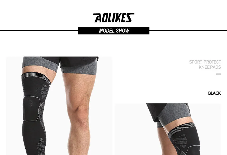 AOLIKES Sport-Kompressionsärmel für das ganze Bein, Kniestützen, Stützschutz zur Linderung von Gewichtheben, Arthritis, Gelenkschmerzen – Detail 12