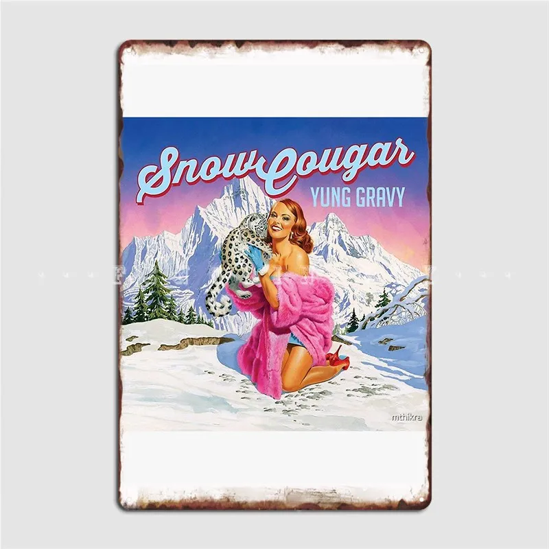 Snow Cougar. Metal Sign Cinema Garage Garage Club Design Wall Decor Tin Sign Poster