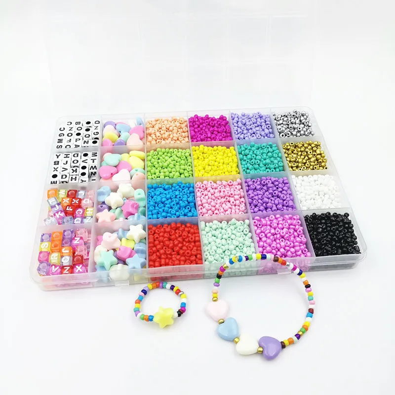 3MM 4MM Seed Beads and Letter Beads Kit Rainbow Color Small Craft Beads For DIY Necklace Bracelet Earring Jewelry Making Set