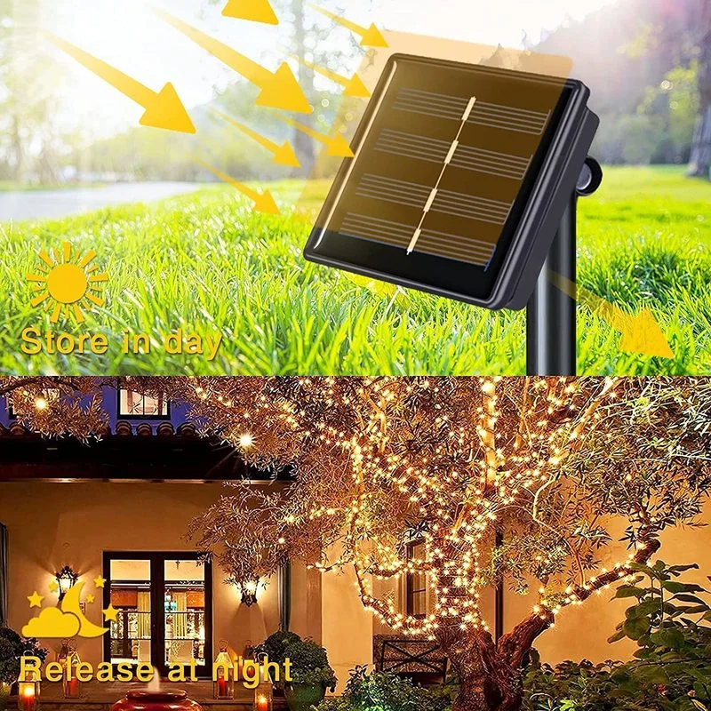 Solar String Lamps For Garden Waterproof Outdoor Lighting 300Led String Lights Garland Christmas Holiday Decoration Fairy Lights