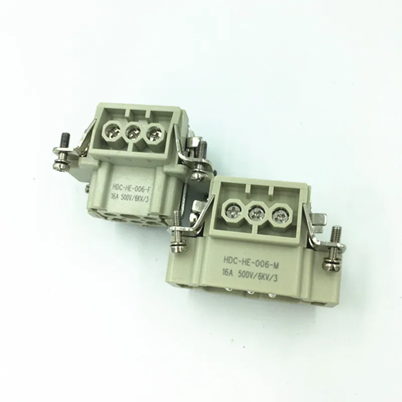 Rectangular Heavy-duty Connector Aviation Plug Hot Runner Accessories Male and Female Core HDC-HE-006-M/F 6 Core 16A