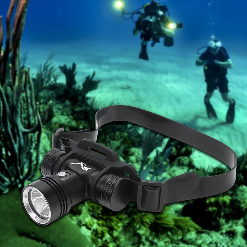 D2 200M Diving Headlamp Underwater Headlight XM-L2 Led Scuba head Flashlight Torch Waterproof IPX8 18650 Dive Suits Lamp Light