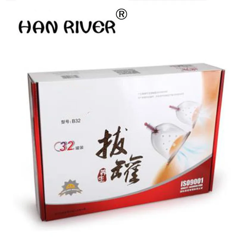 

HANRIVER Cheap 32 Pieces Cans cups chinese kit pull out a vacuum apparatus therapy relax massagers curve suction pumps