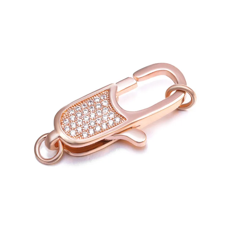 4pcs 10*25mm CZ Micro Pave Oval Hook Lobster Clasp Cubic Zirconia Clasp