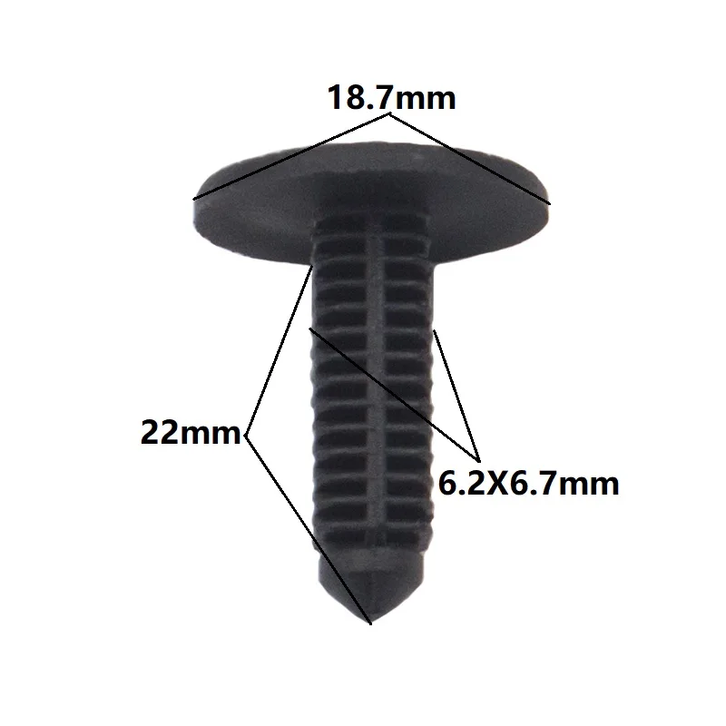 

30Pcs Car roof Ceiling cover black plastic rivet Trunk length 22mm Hole 6.5mm Fastener