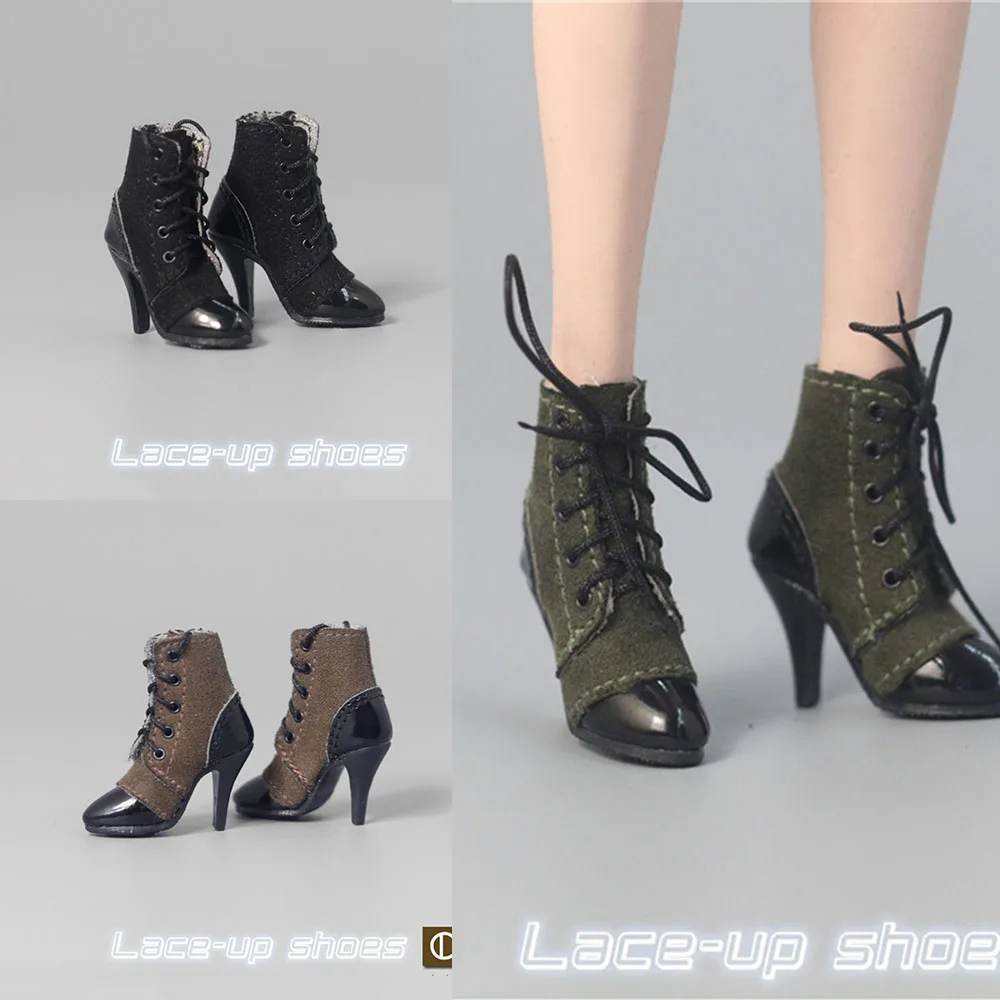 

In Stock 1/6 Scale ZY1007 Woman High Heels Strap Boots Laceup Hollow Shoes Boots Model for 12 inches Body