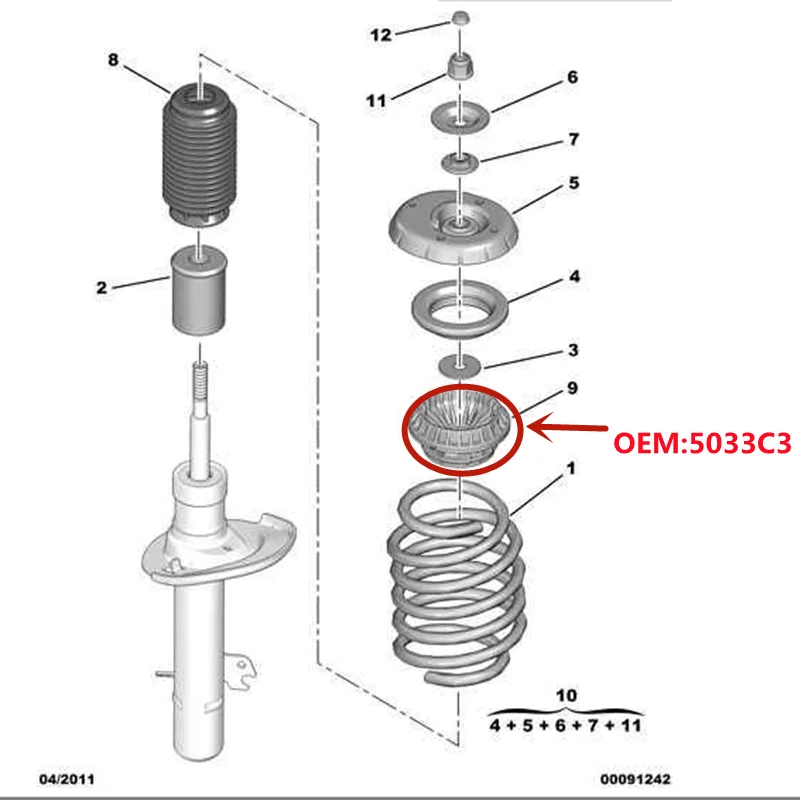 Suitable for Peugeot 2008 207 208 301 Citroen DS3 Elysee shock absorbing front suspension support seat rest cup OEM: 5033C3