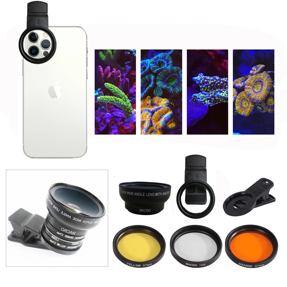 Aquarium Lens Fish Tank Marine Saltwater Sea Water Coral Reef Lens Phone Camera Filters Lens Macro Lens Fish Aquatic Terrarium