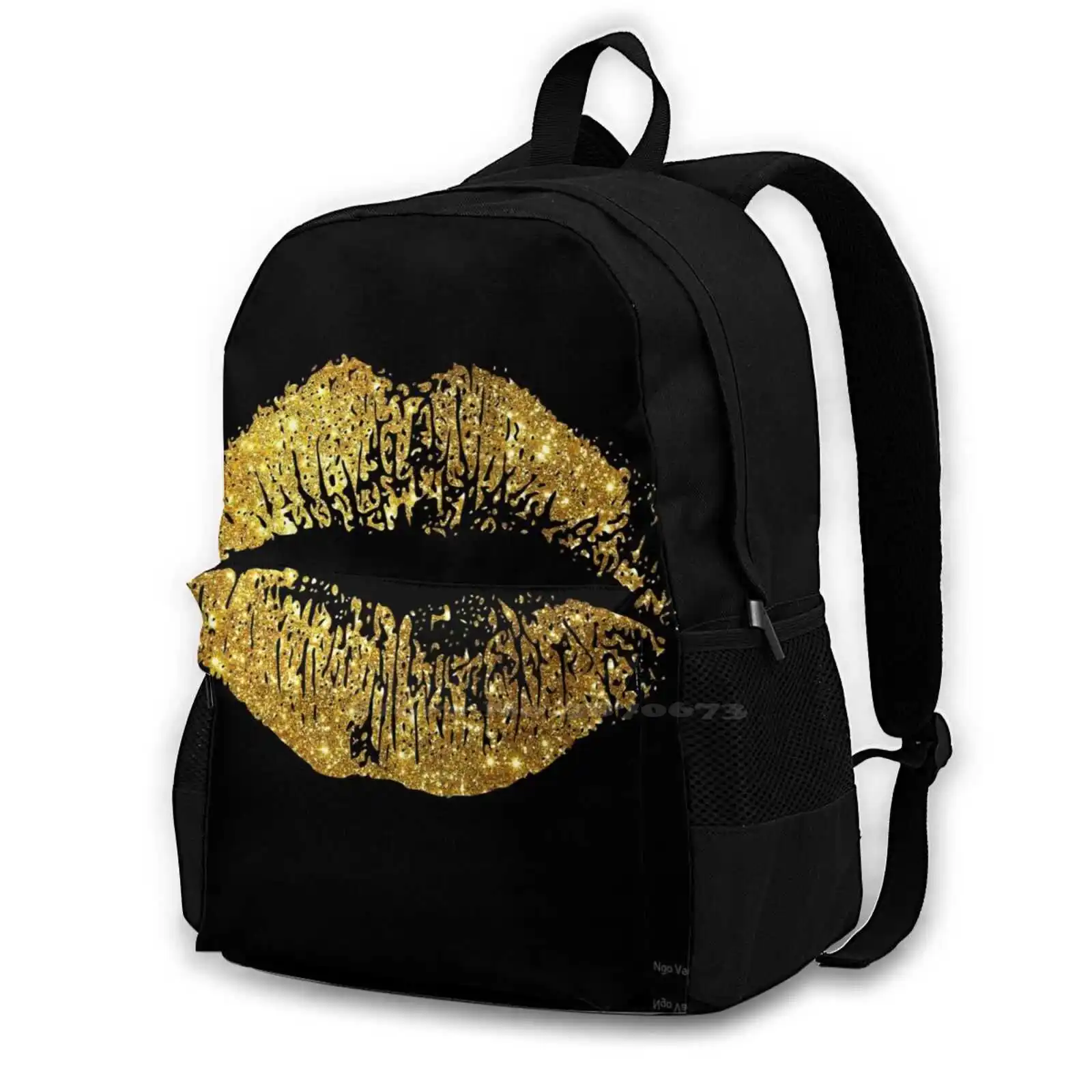 

Stylish Lips #8 Backpack For Student School Laptop Travel Bag Lip Stick Lipstick Classy Kiss Black Artist Fashion Cosmetic